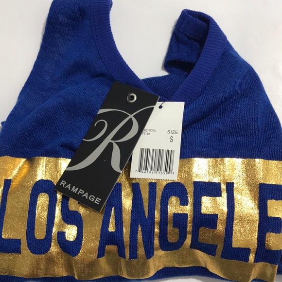 Rampage Blue/Gold Surplice Back Tank Top Sz S NWT - Picture 5 of 5